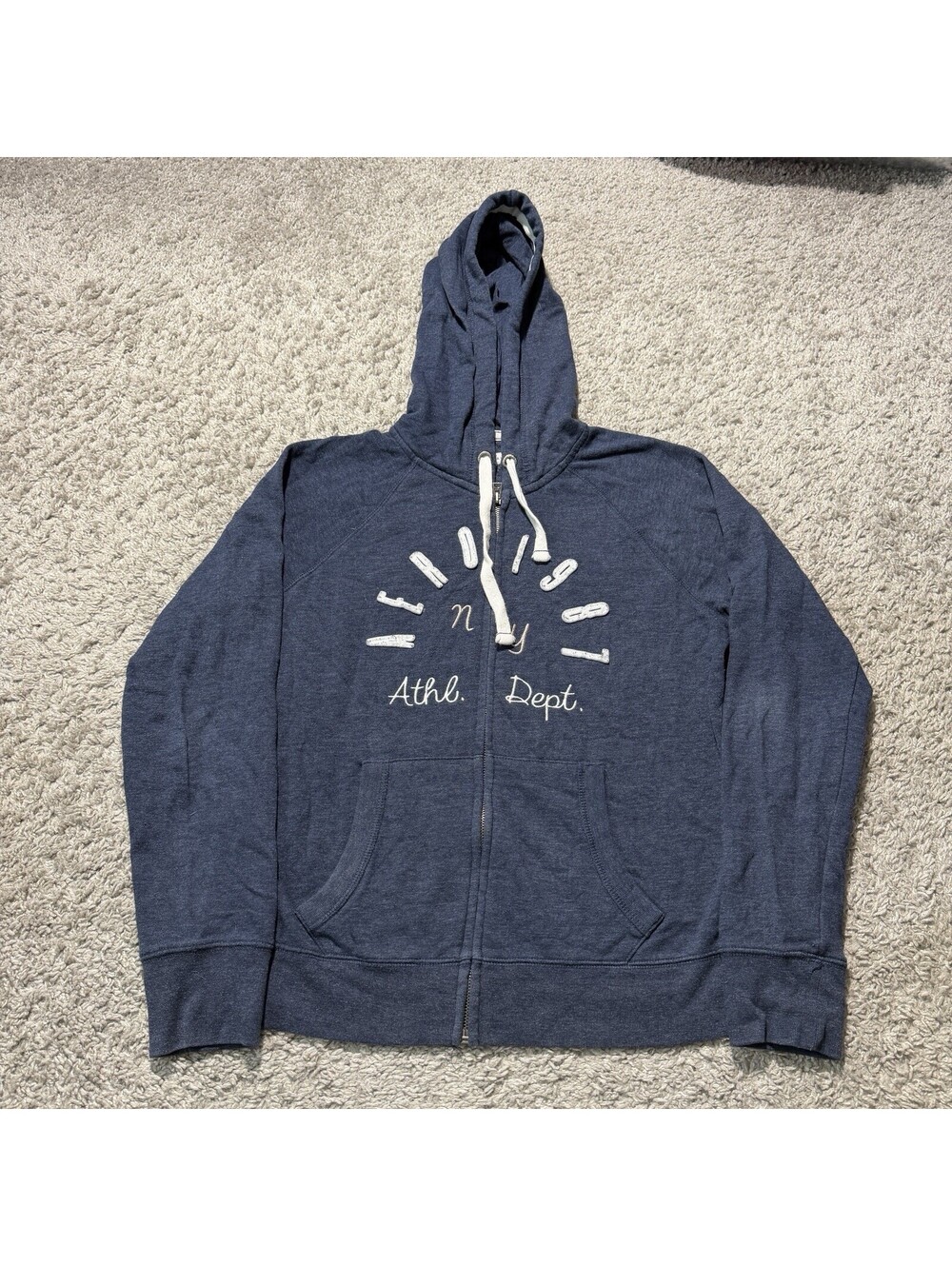 VTG Y2K Aeropostale 87 Aero Hoodie Women Blue Full Zip Spellout Sweater Large